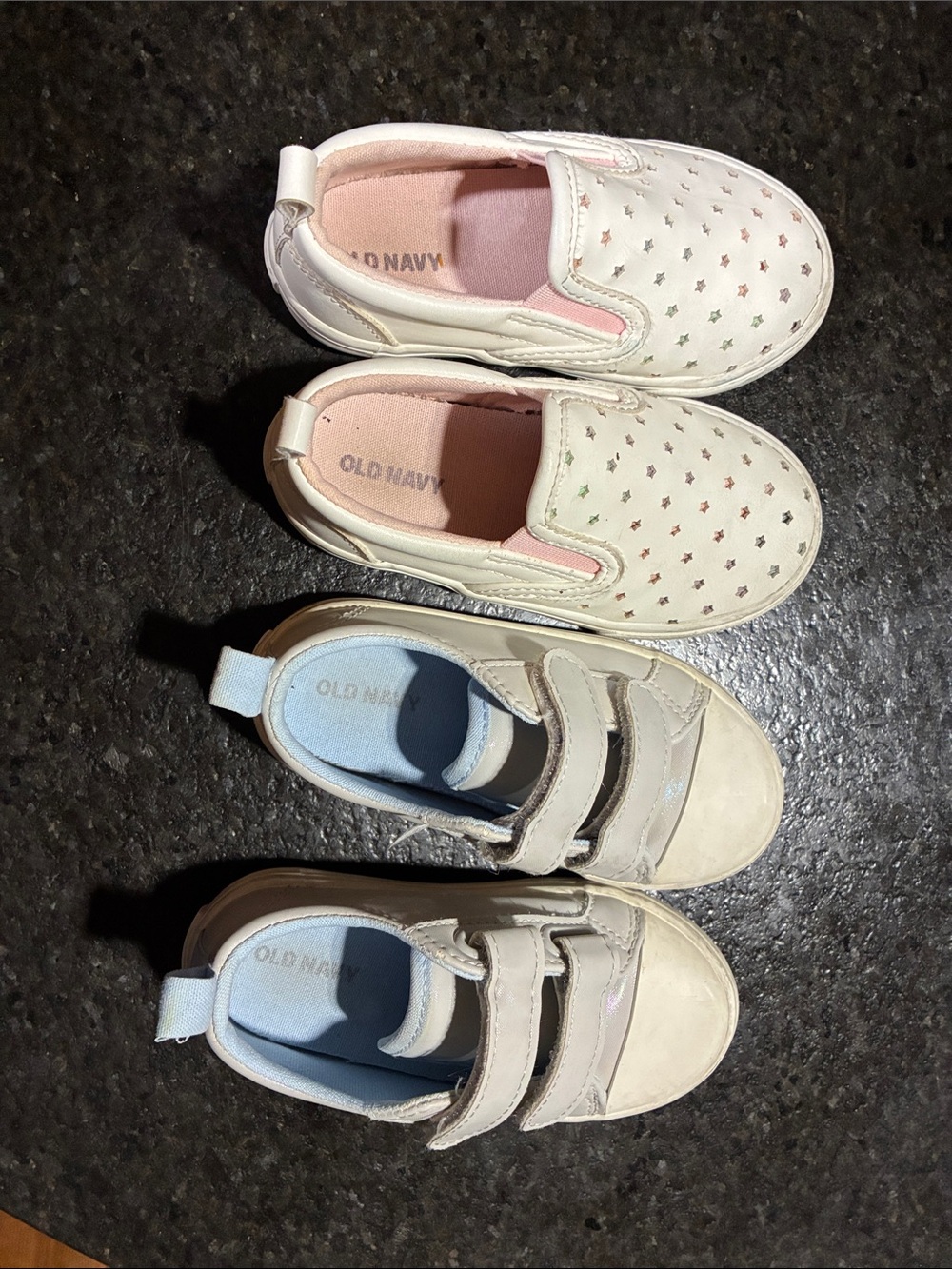 Old Navy White Kids Slip-On & Velcro Sneakers with Pink and Blue Linings